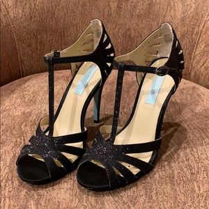 Betsy Johnson T-strap Sparkling Black Stilettos